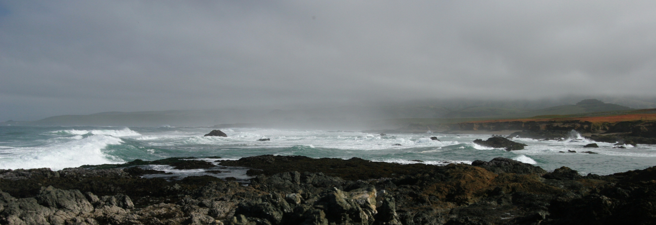 Panorama of the Central California Coast on a misty day