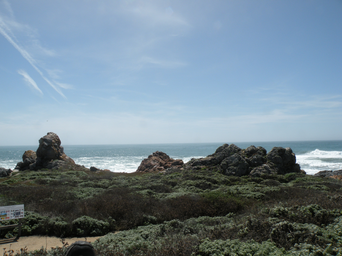 Continuing the orientation of landmarks for helping fellow researchers findwhales in the water, the rocks on land in this view from left to right are ThePinnacle, The Hump, and The Three Sisters