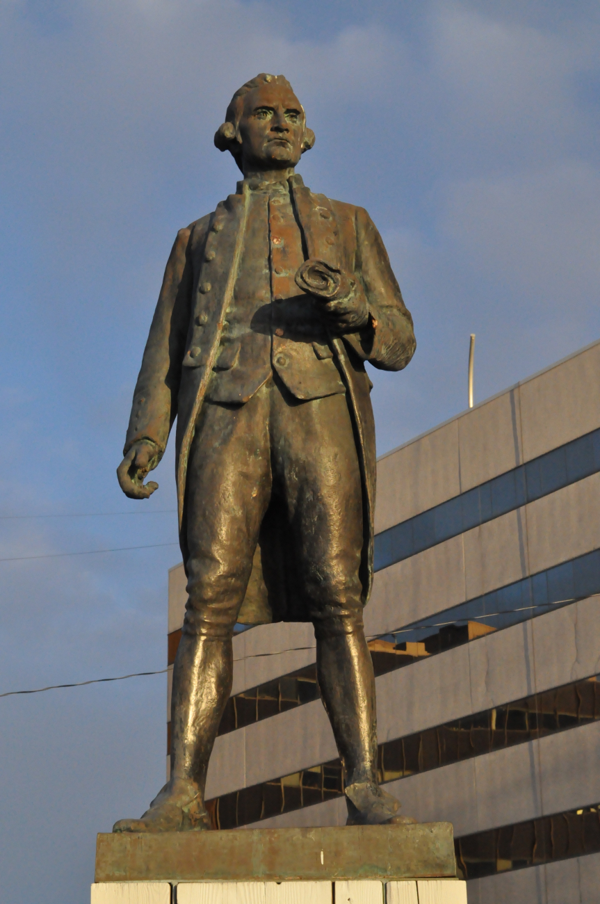 Statue of Captain James Cook at the Hotel Captain Cook in downtown Anchorage
