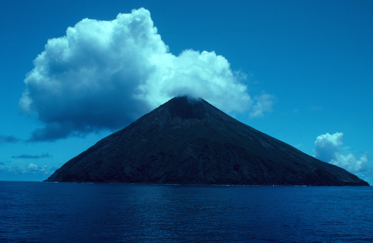 Mount Pagan, the conical  volcano at the north end of Pagan Island
