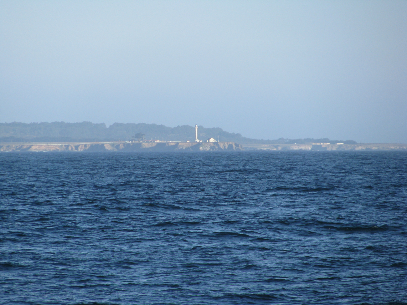 Point Arena Lighthouse seen from offshore
