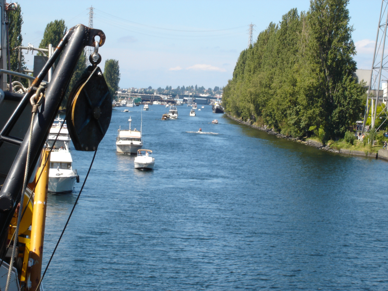 Looking astern from the MILLER FREEMAN while waiting for theFremont Avenue Bridge to open