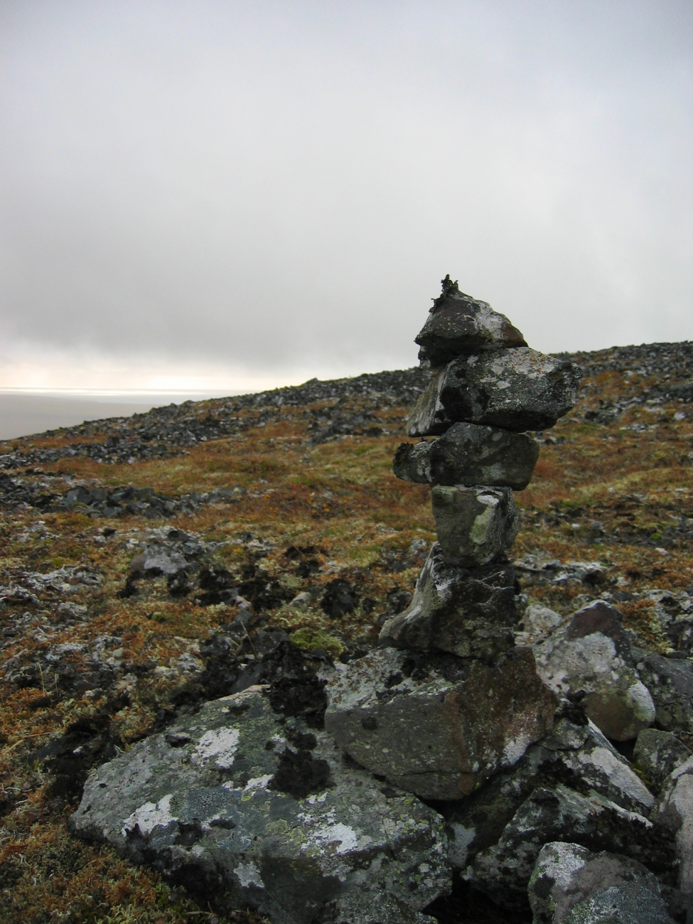 A rock cairn erected  by a previous visitor to St