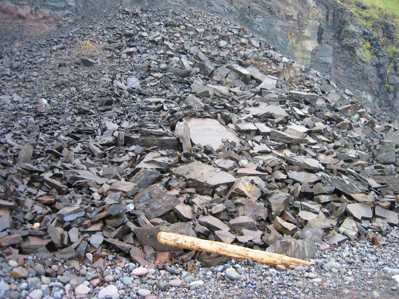 A scree slope of angular blocks of rock