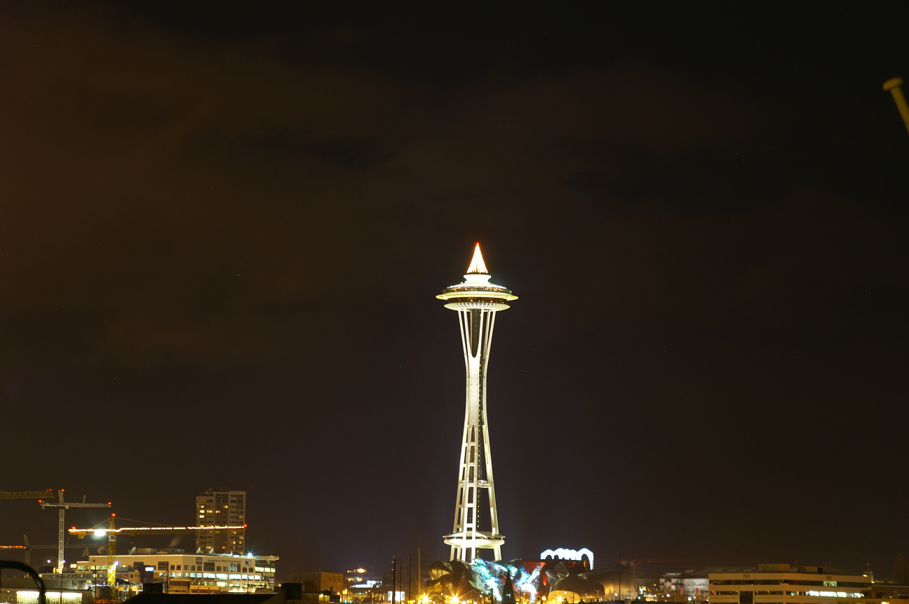 The Space Needle at night