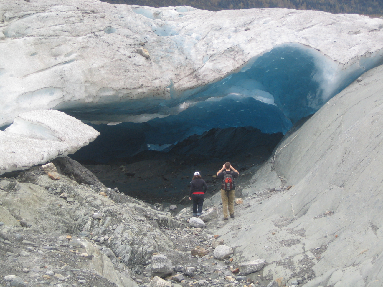 A large ice cave in the Mendenhall Glacier