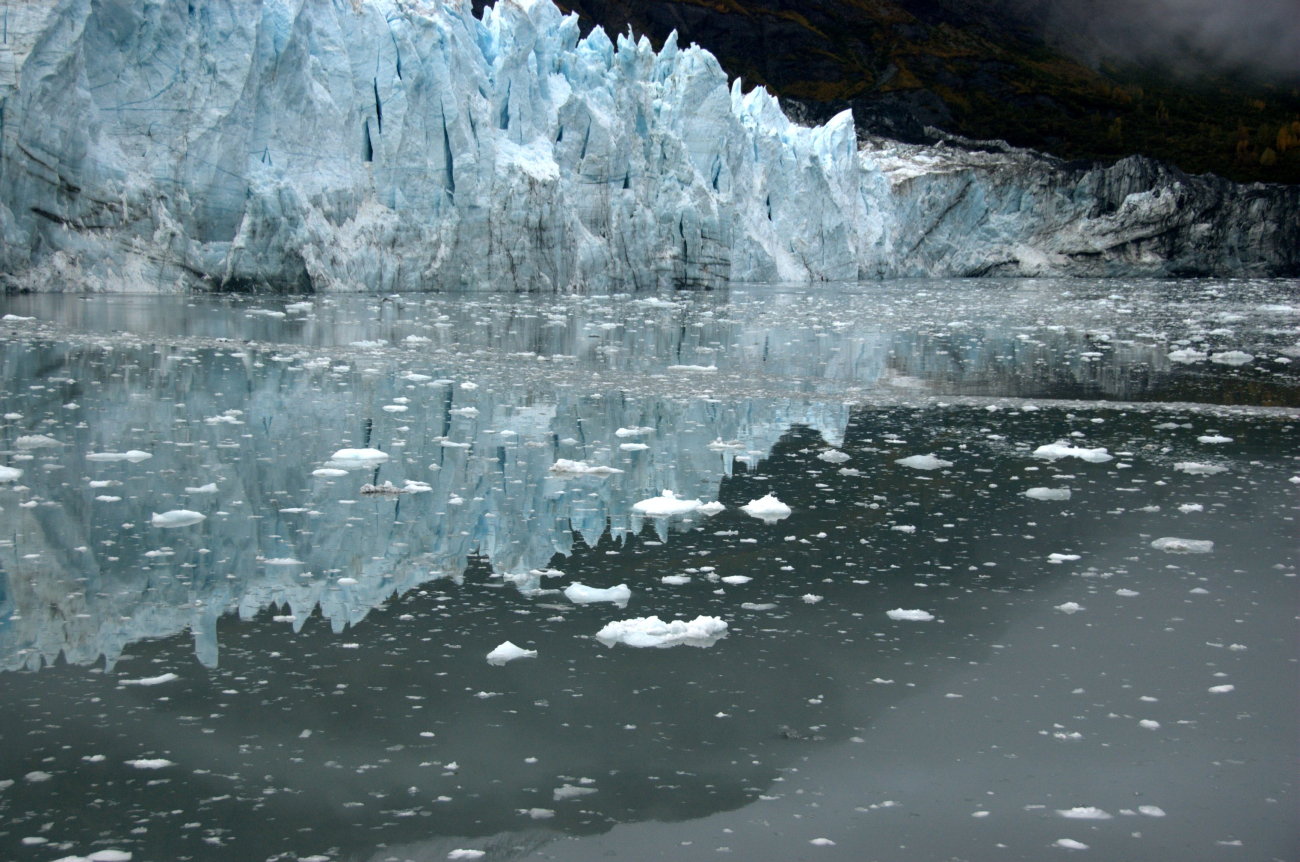 Reflections of a glacier front