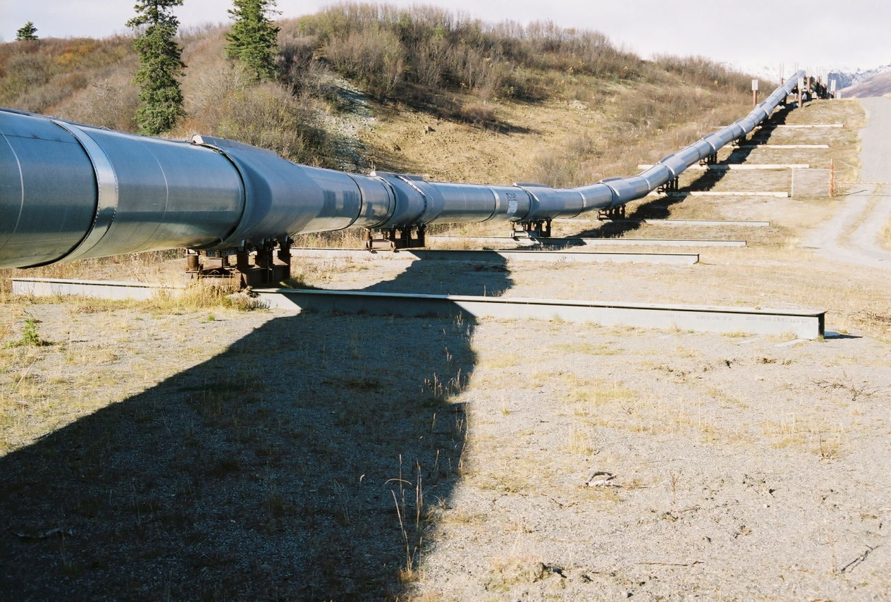 The Alaska Pipeline near its southern terminus at Valdez
