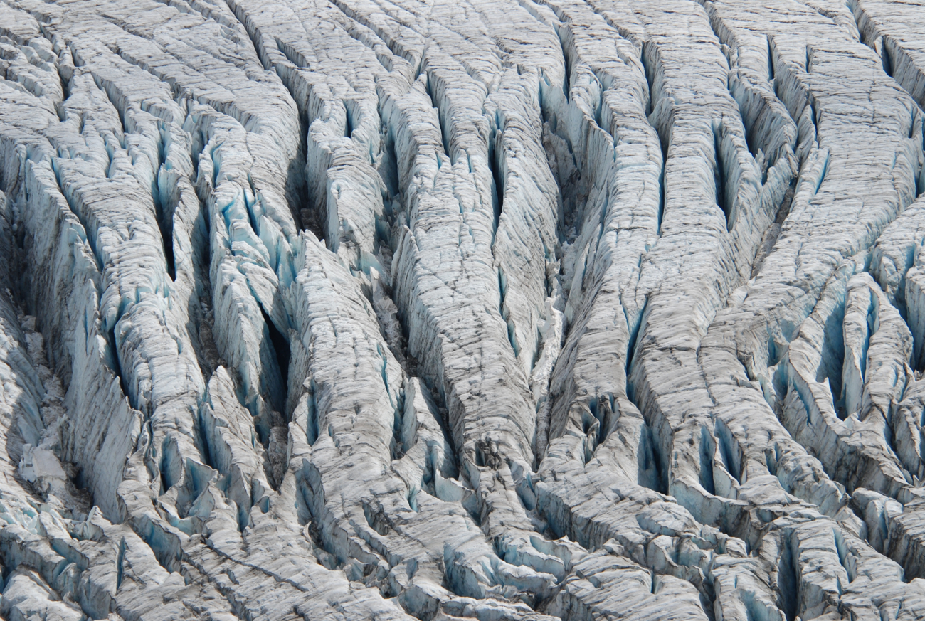 A heavily crevassed Exit Glacier near Seward