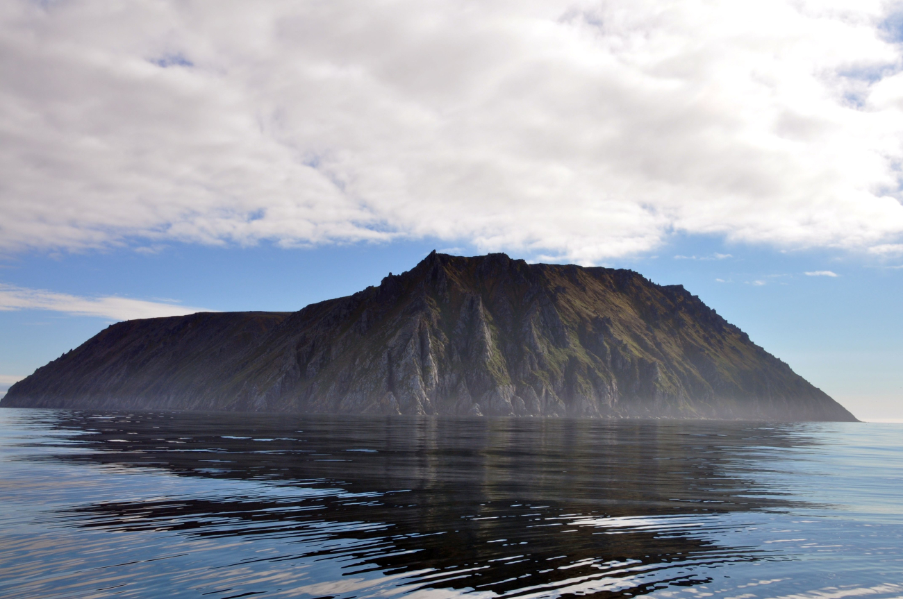 Little Diomede Island on a calm Bering Sea day