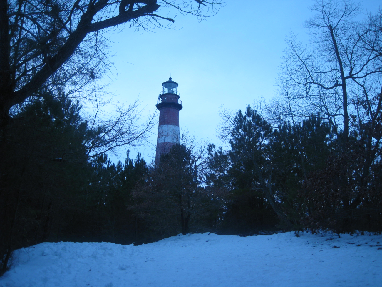 Assateague lighthouse after a snow