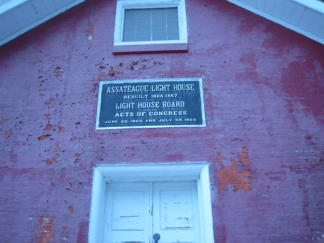 The plaque on the oil house at Assateague Lighthouse