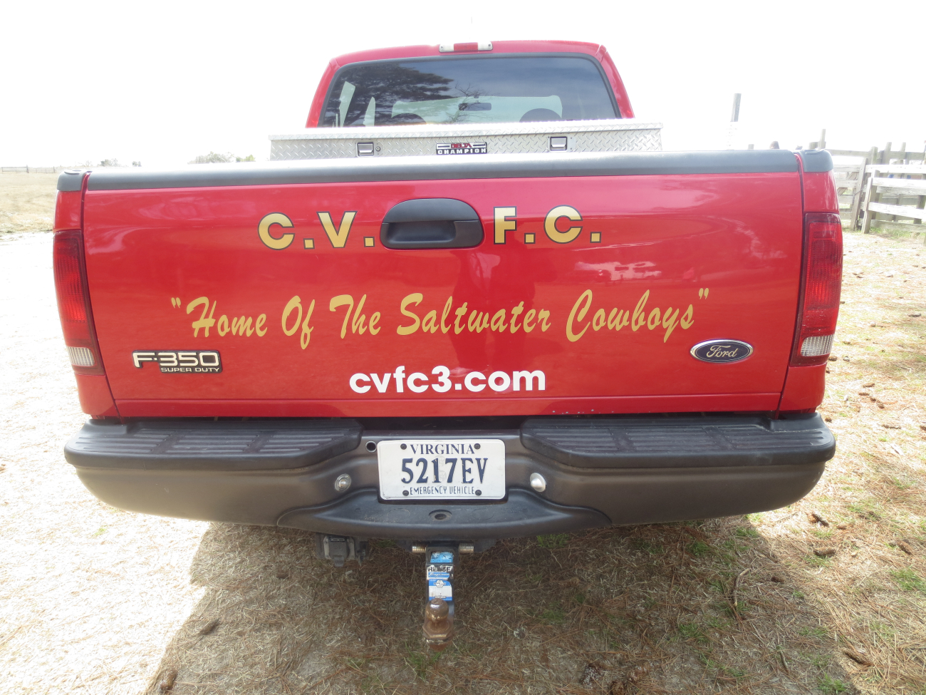 Chincoteague volunteer fire department truck with the proud words Home of theSaltwater Cowboys