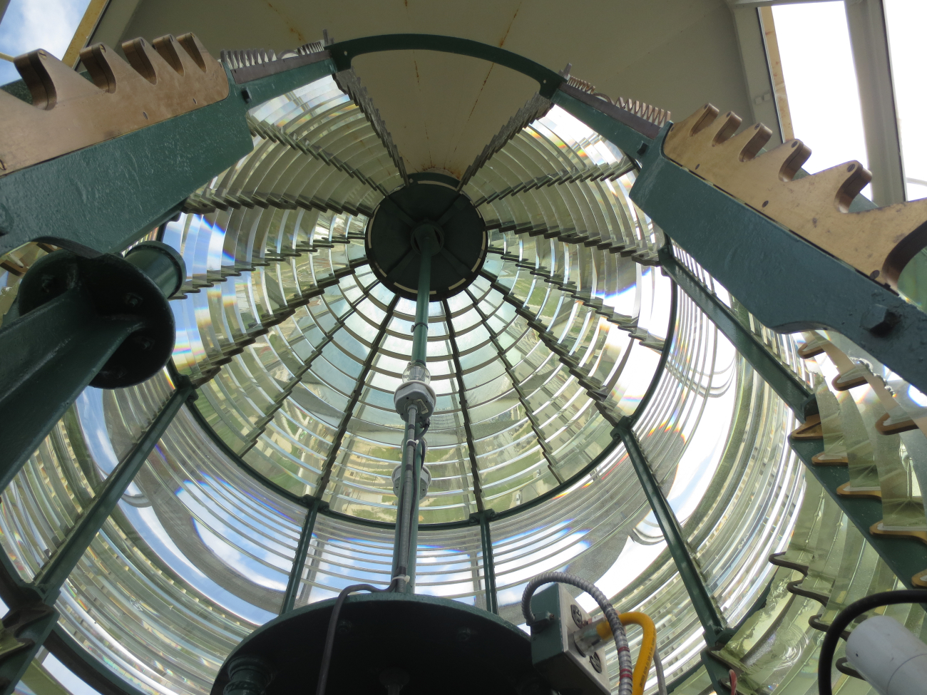 Looking up into the first order Fresnel Light that sits atop Absecon Lighthouse