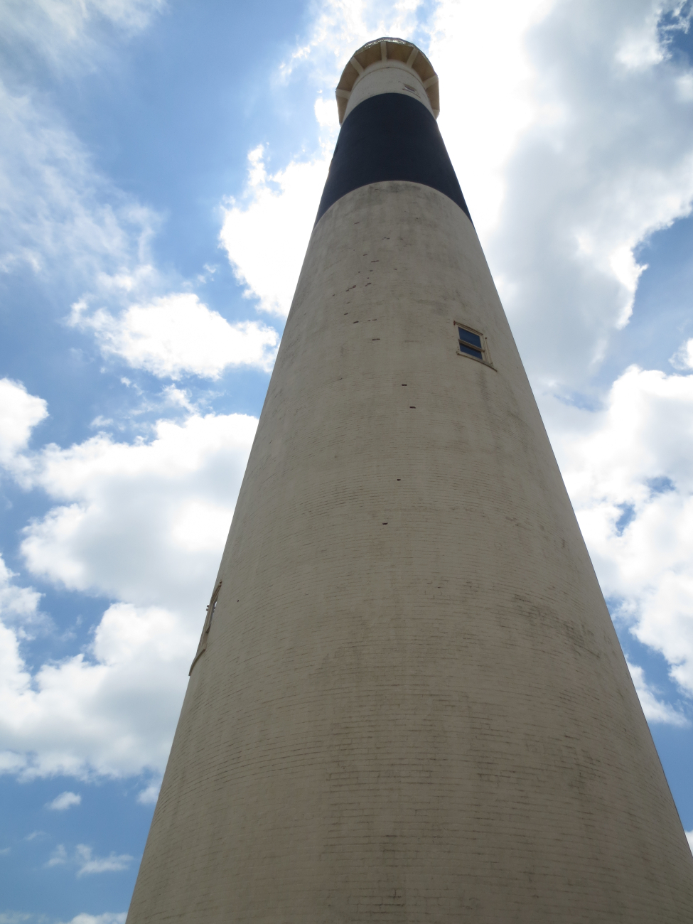 Looking up to the top of Absecon Lighthouse from ground level