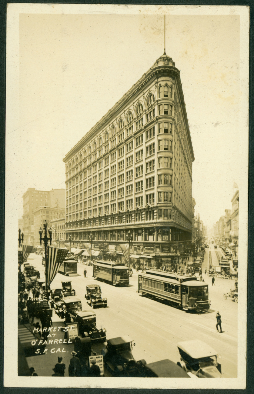 The famous Phelan Building at the convergence of Market Street and O'FarrellStreet
