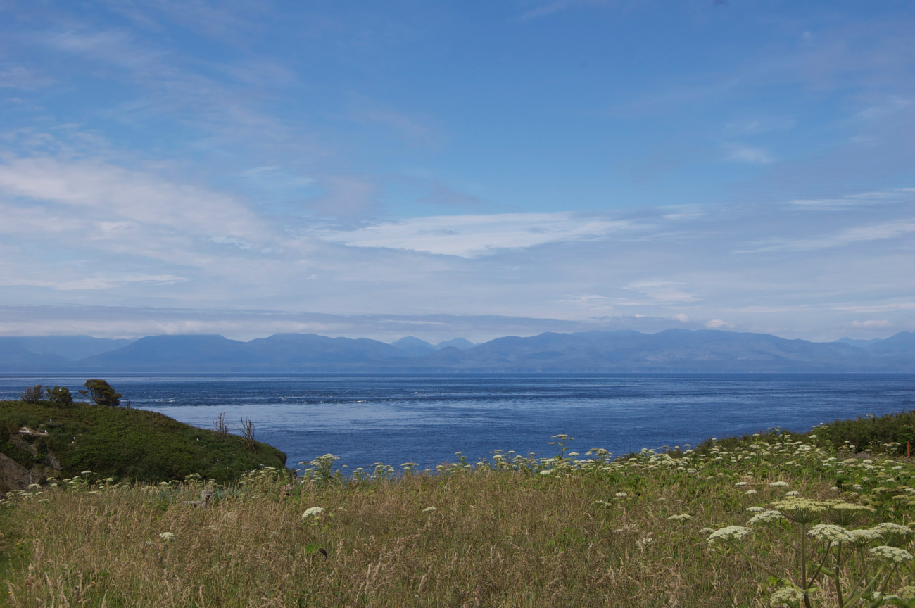 Looking across the entrance of the Strait of Juan de Fuca to Vancouver Islandfrom the top of Tatoosh Island