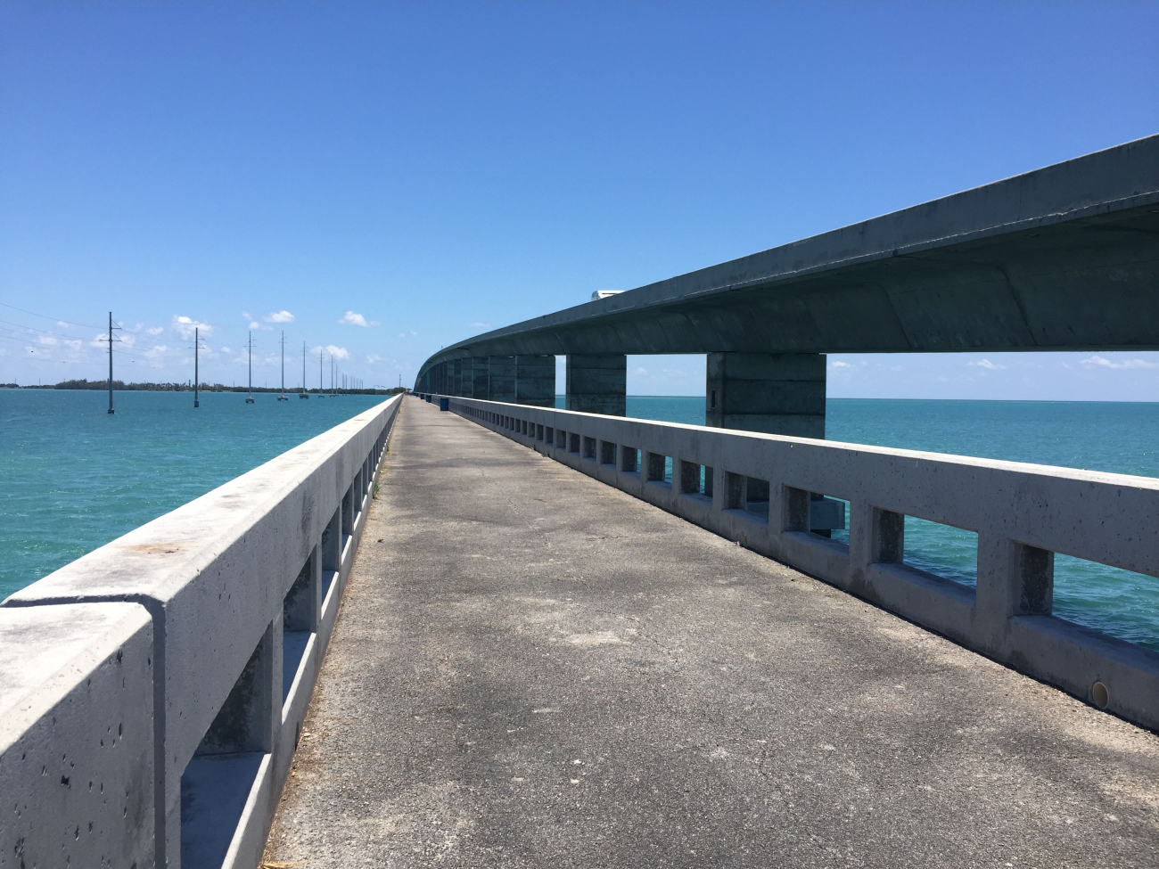 Walking path next to the Overseas Highway traversing the Florida Keys