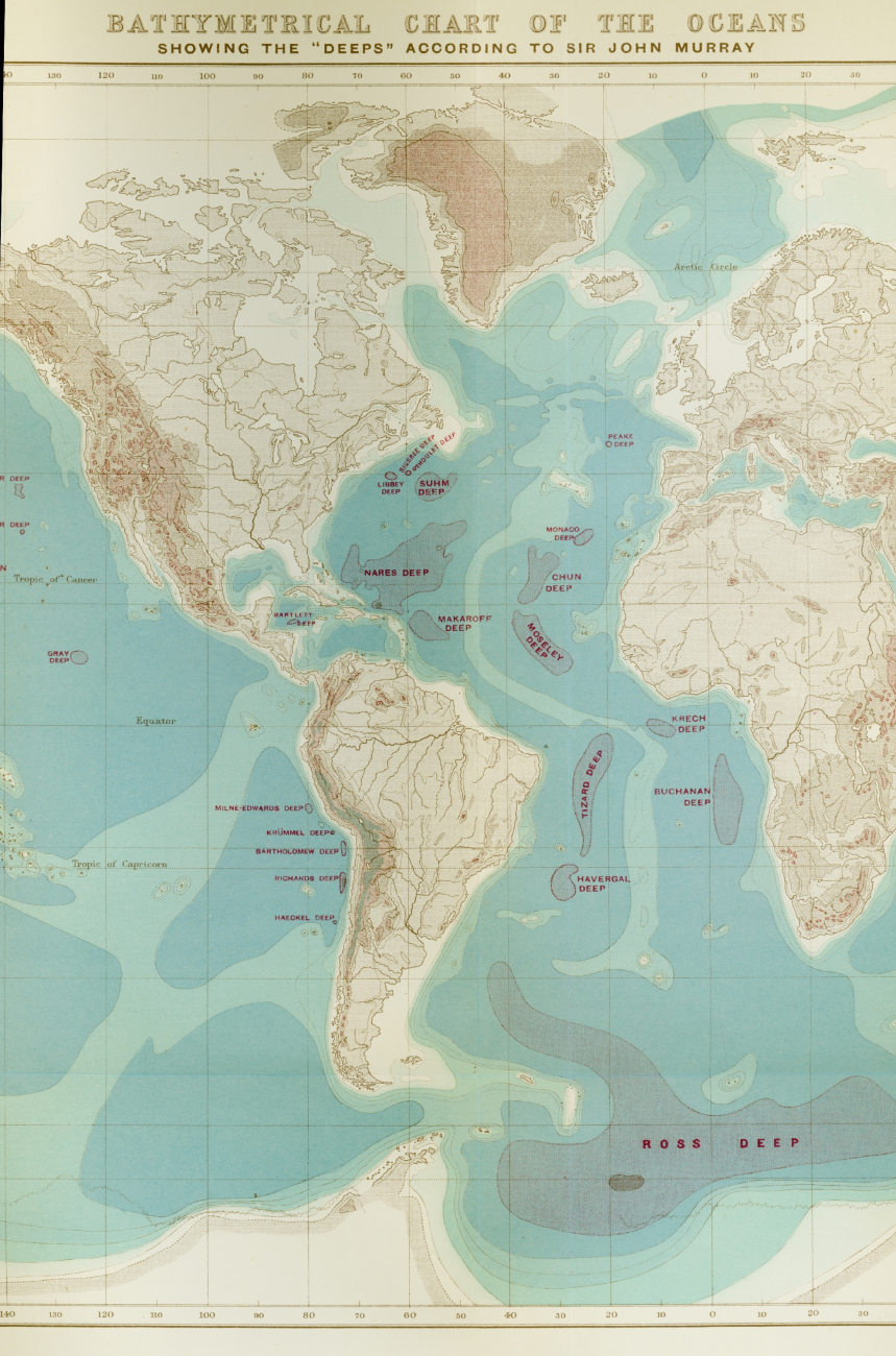 Sir John Murray's world map of 1899, Atlantic Ocean
