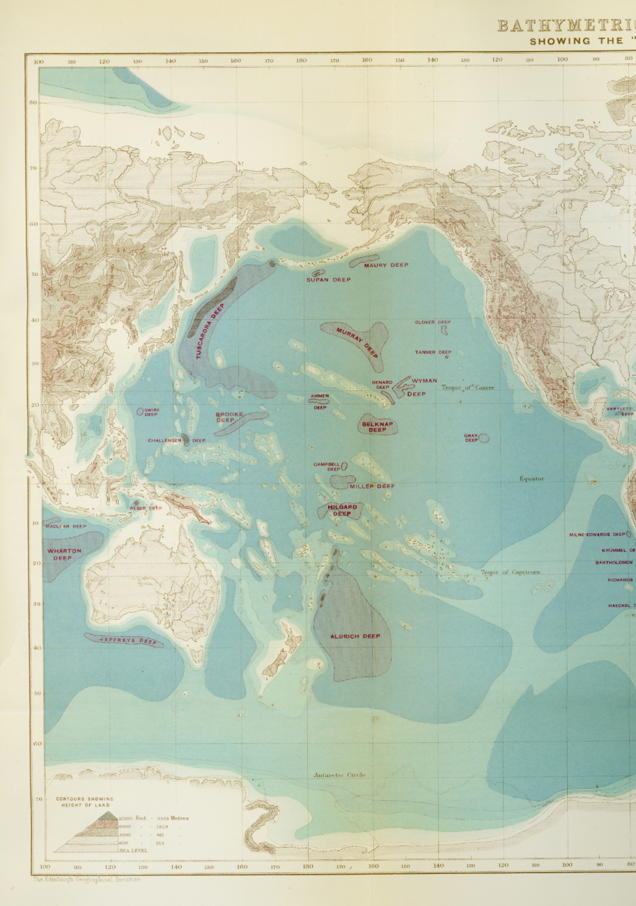 Sir John Murray's world map of 1899, Pacific Ocean