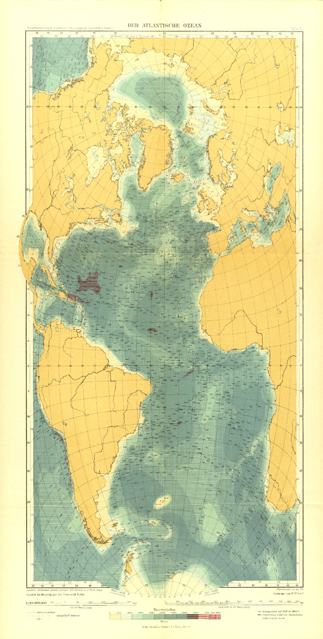 A 1912 map of the Atlantic Ocean by Max Groll