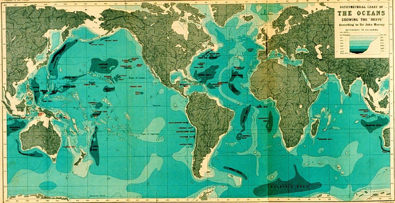 Sir John Murray's map of the world ocean published in 1912