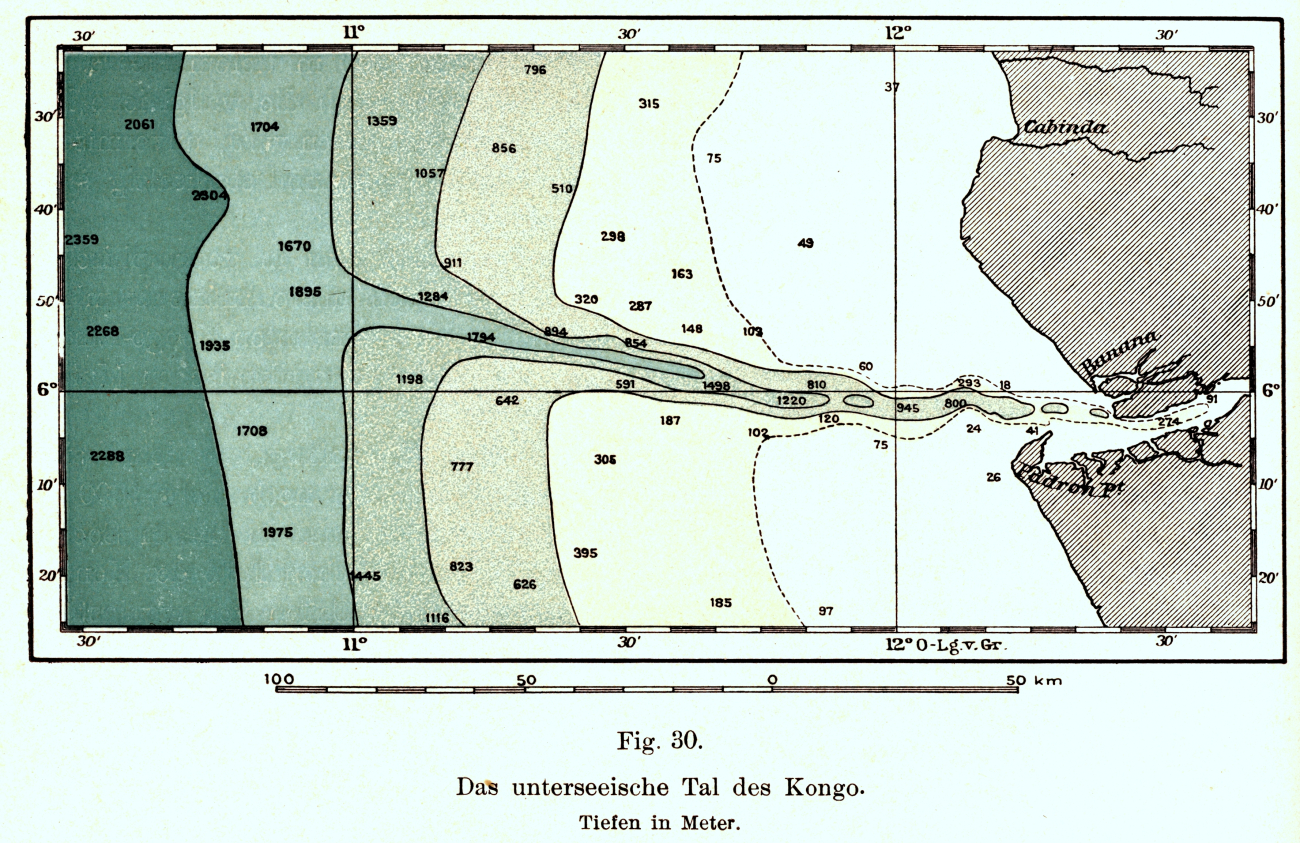 An inset map of the Congo Canyon in: Geographie des Atlantischen Ozeans,by Gerhard Schott, 1912