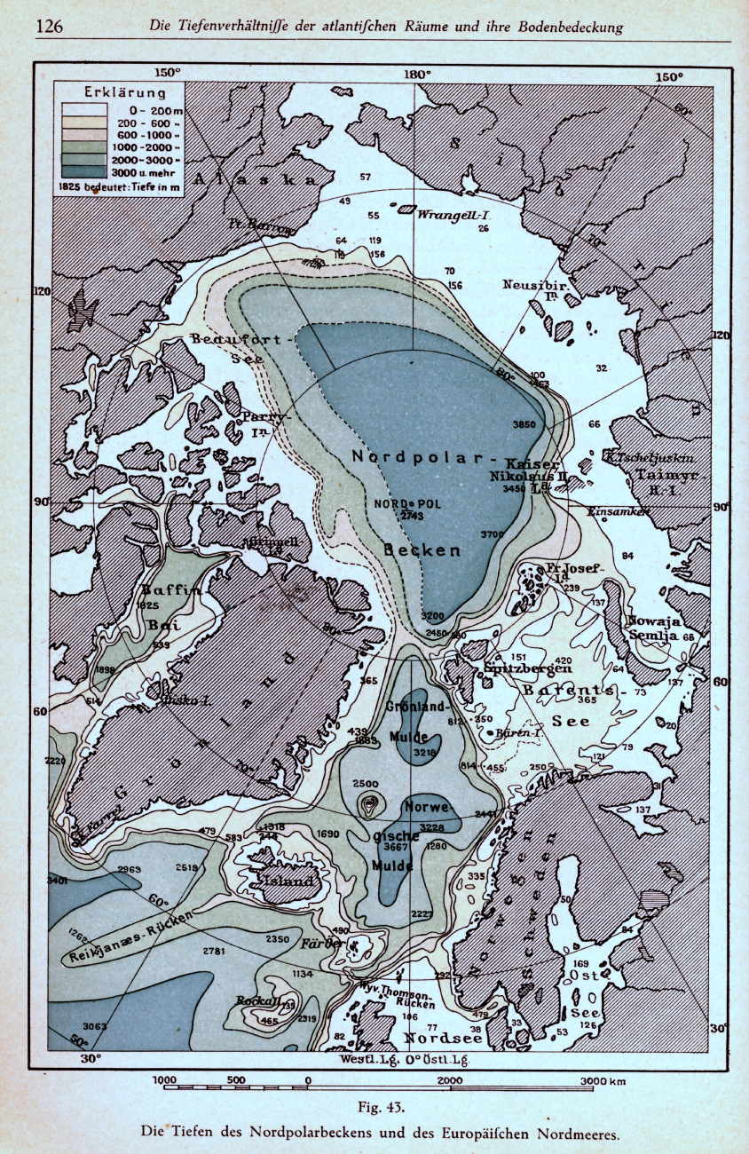 The North Atlantic Ocean and Arctic Ocean in:Geographic das Atlantischen Ozeans, 1925, published byGerhard Schott