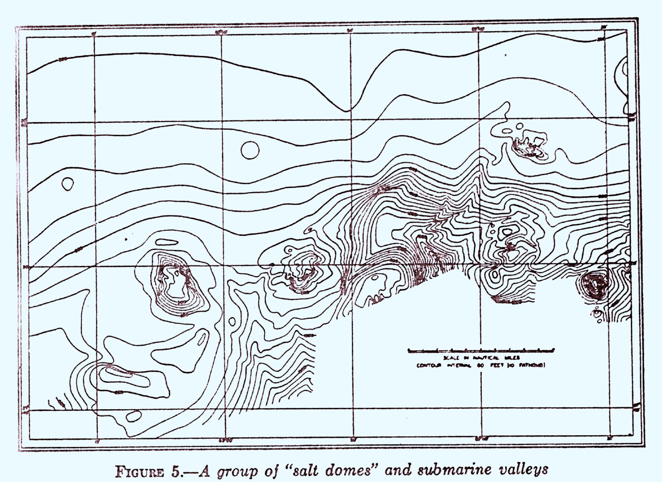 Salt domes discovered by Coast and Geodetic Survey, described andinterpreted by Francis Shepard