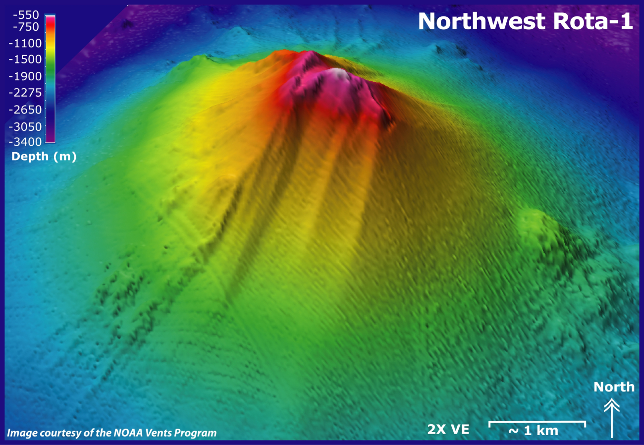 3-D view of Northwest Rota Volcano