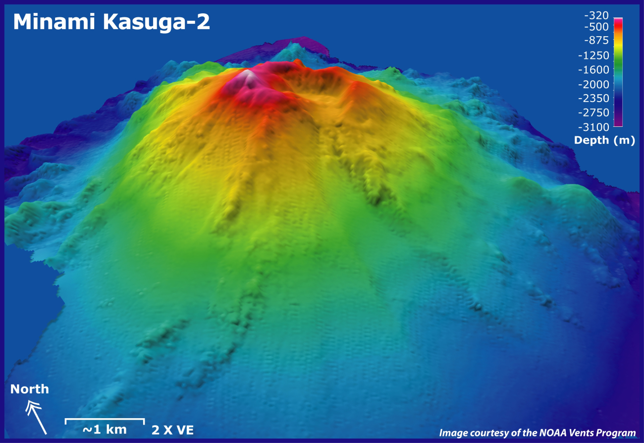 3-D view of Minami Kasuga-2 Volcano
