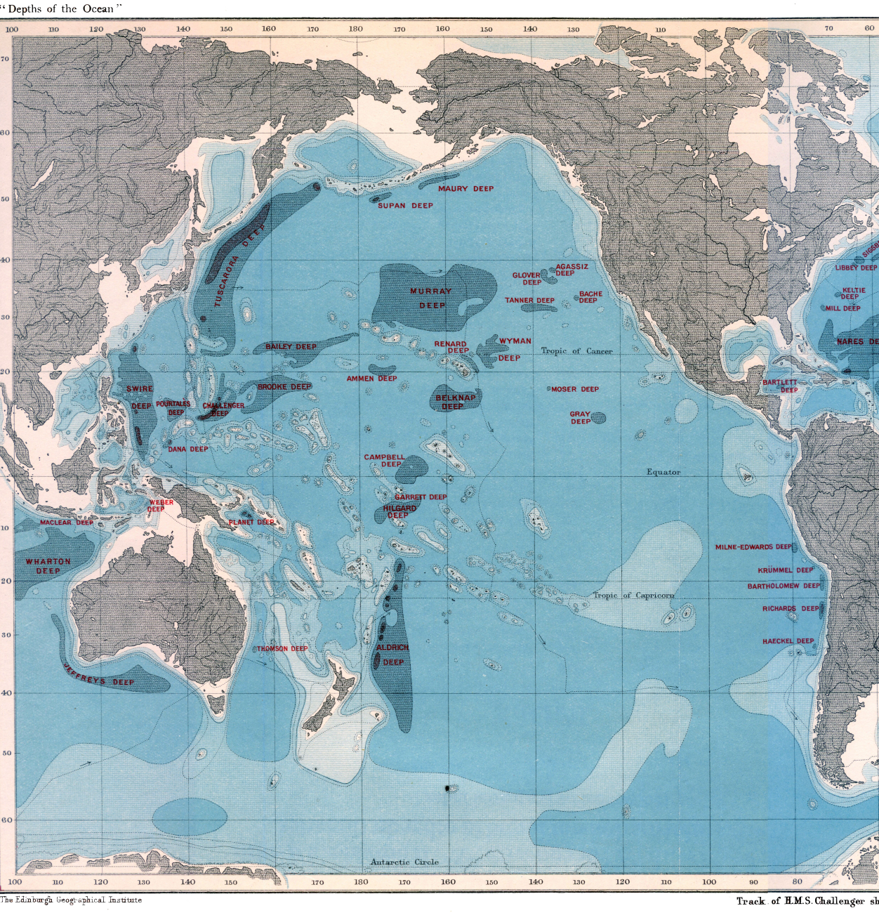 Bathymetrical Chart of the Oceans Showing theDeeps According to Sir JohnMurray