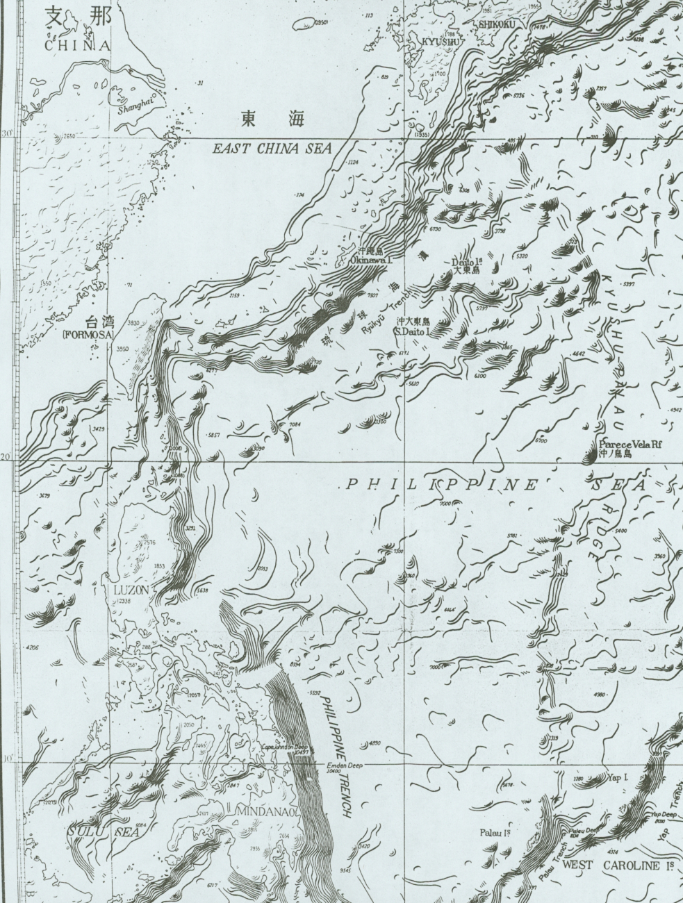Section of Bathymetric Chart of the Northwest Pacific showingarea aound Philippine Sea