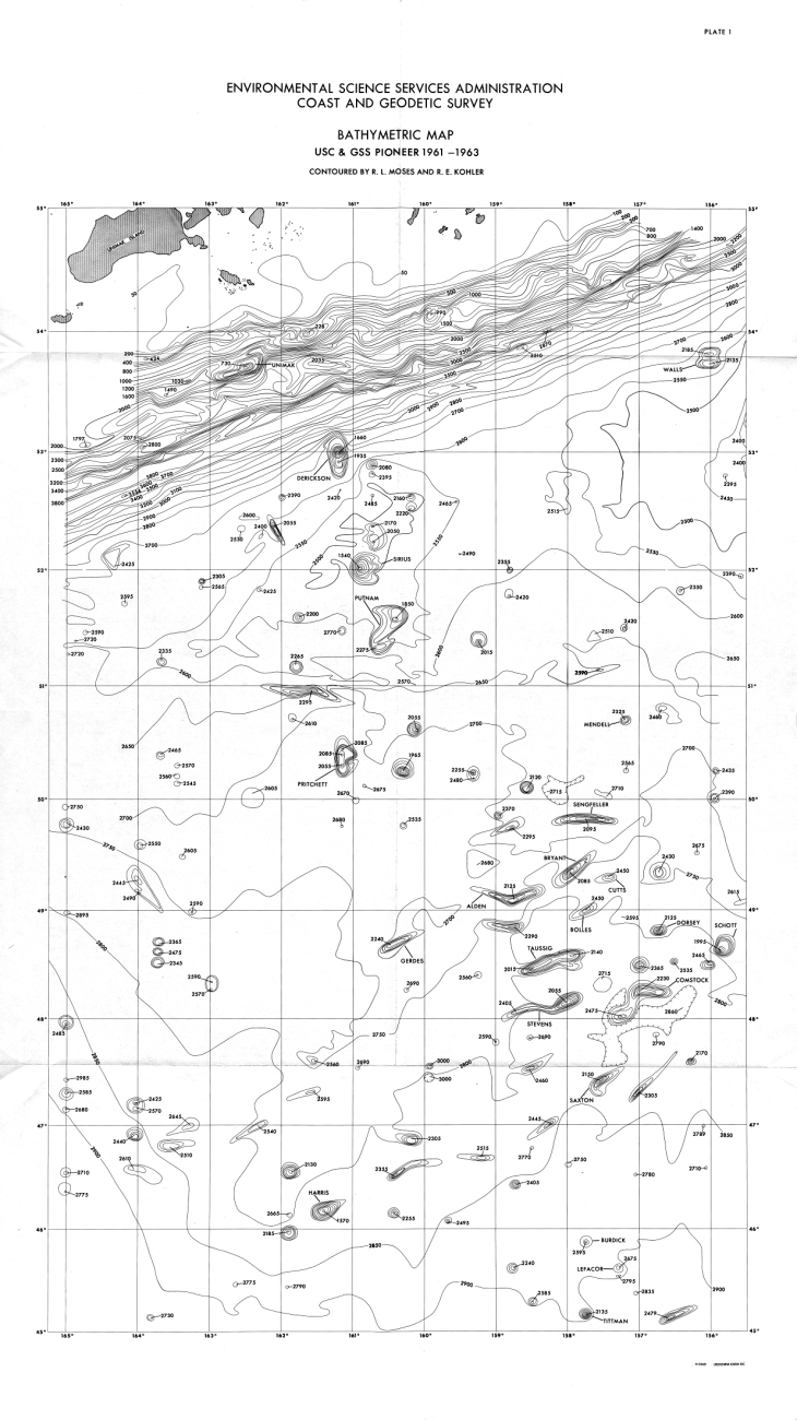 First map produced from SEAMAP surveys of the United States Coast andGeodetic Survey