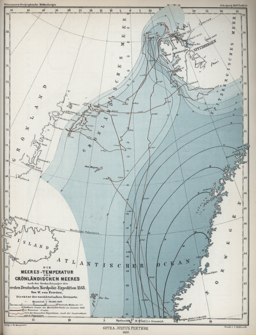 Sea surface temperatures observed in the Greenland Sea during the GermanNorth Polar Expedition of 1869
