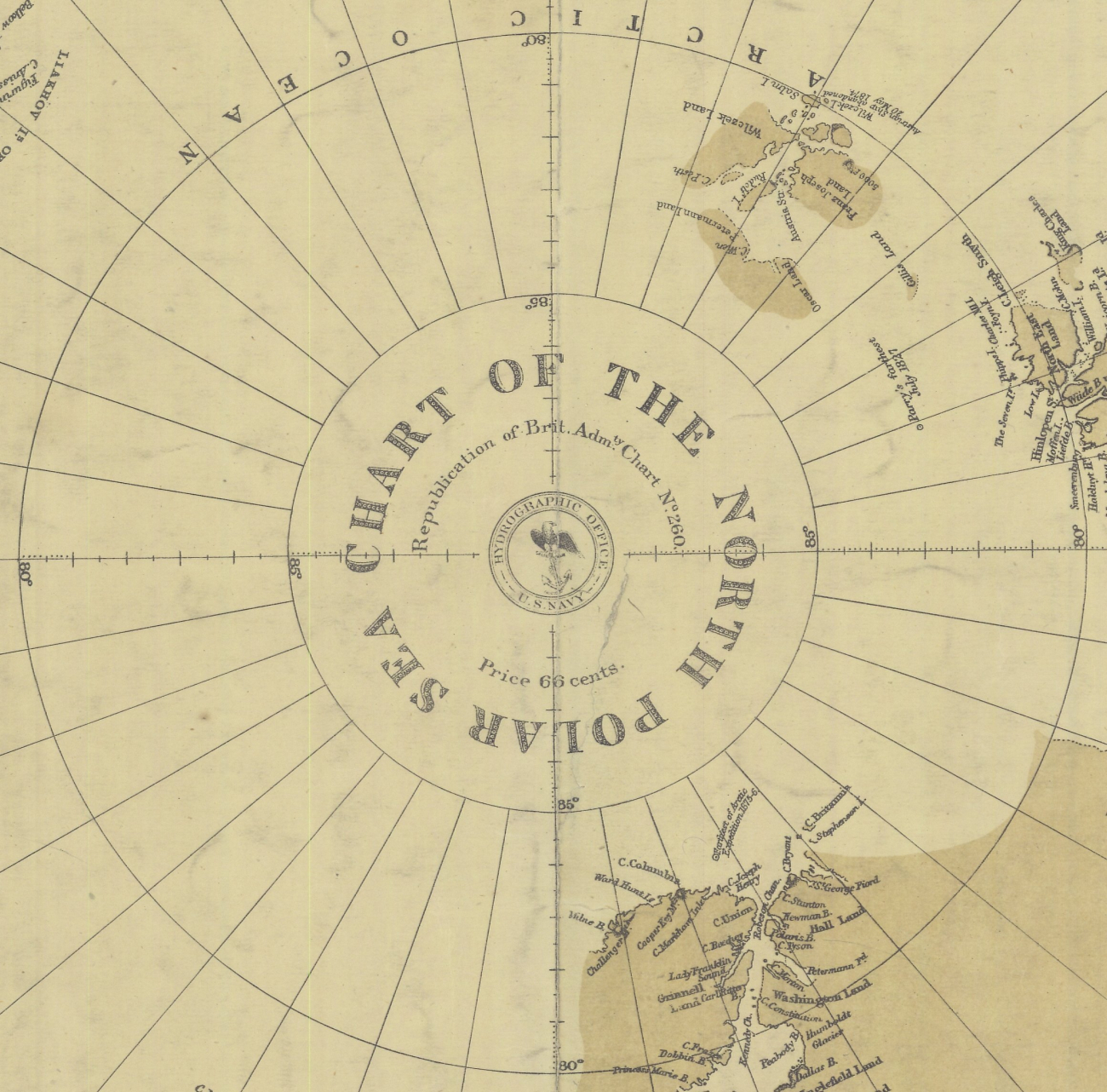 Blow-up of seal around North Pole area onChart of the North Polar Sea Republication of Brit