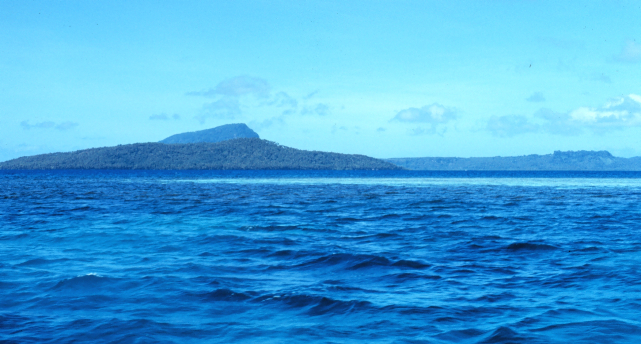 High islands of Truk with patch reef in foreground