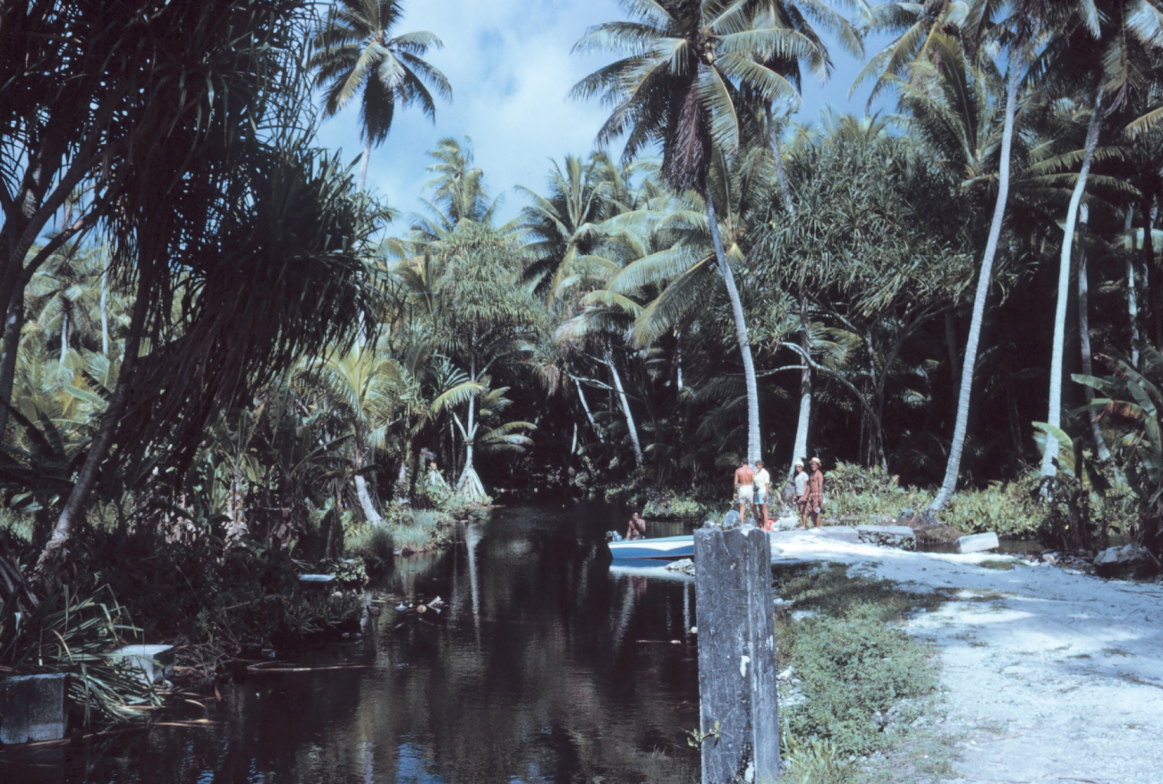 Man-made canal built for moving coconuts to the drying sheds