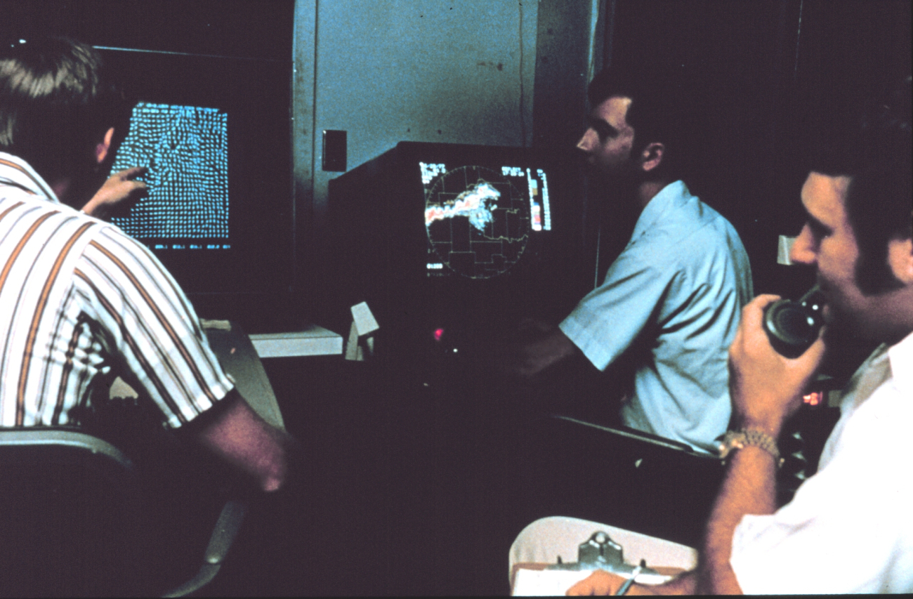 NSSL researchers test new multi-moment Doppler Radar display in the late 1970's