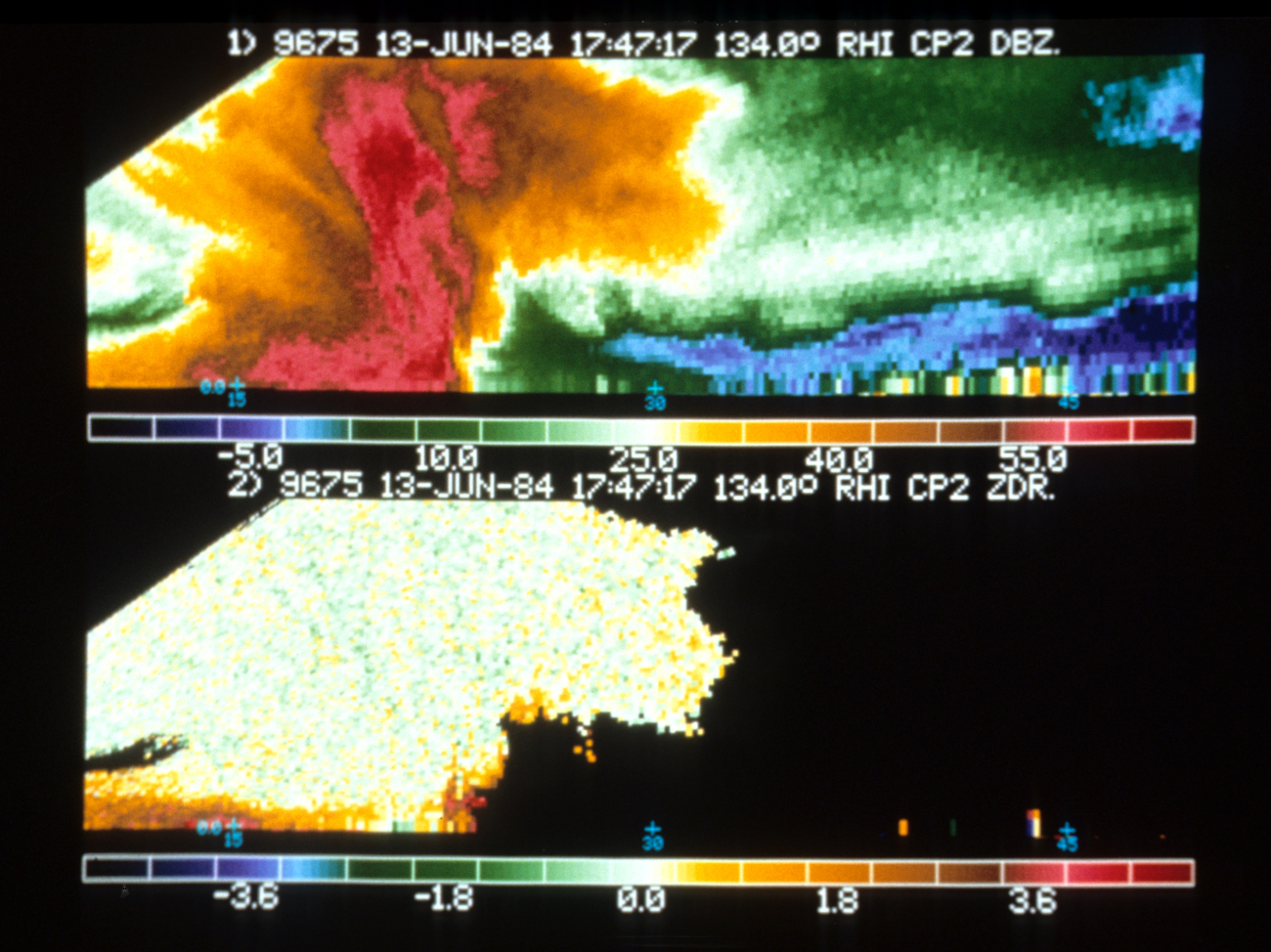 Up-looking radar captures internal structure of thunderstorm