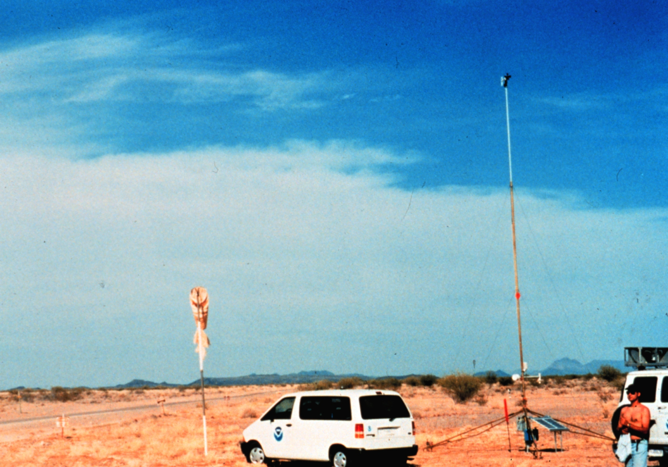 Installing a surface meteorological measurement tower in Arizona