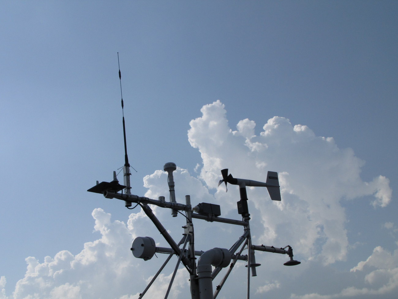 Rack of weather instruments attached to mobile mesonets