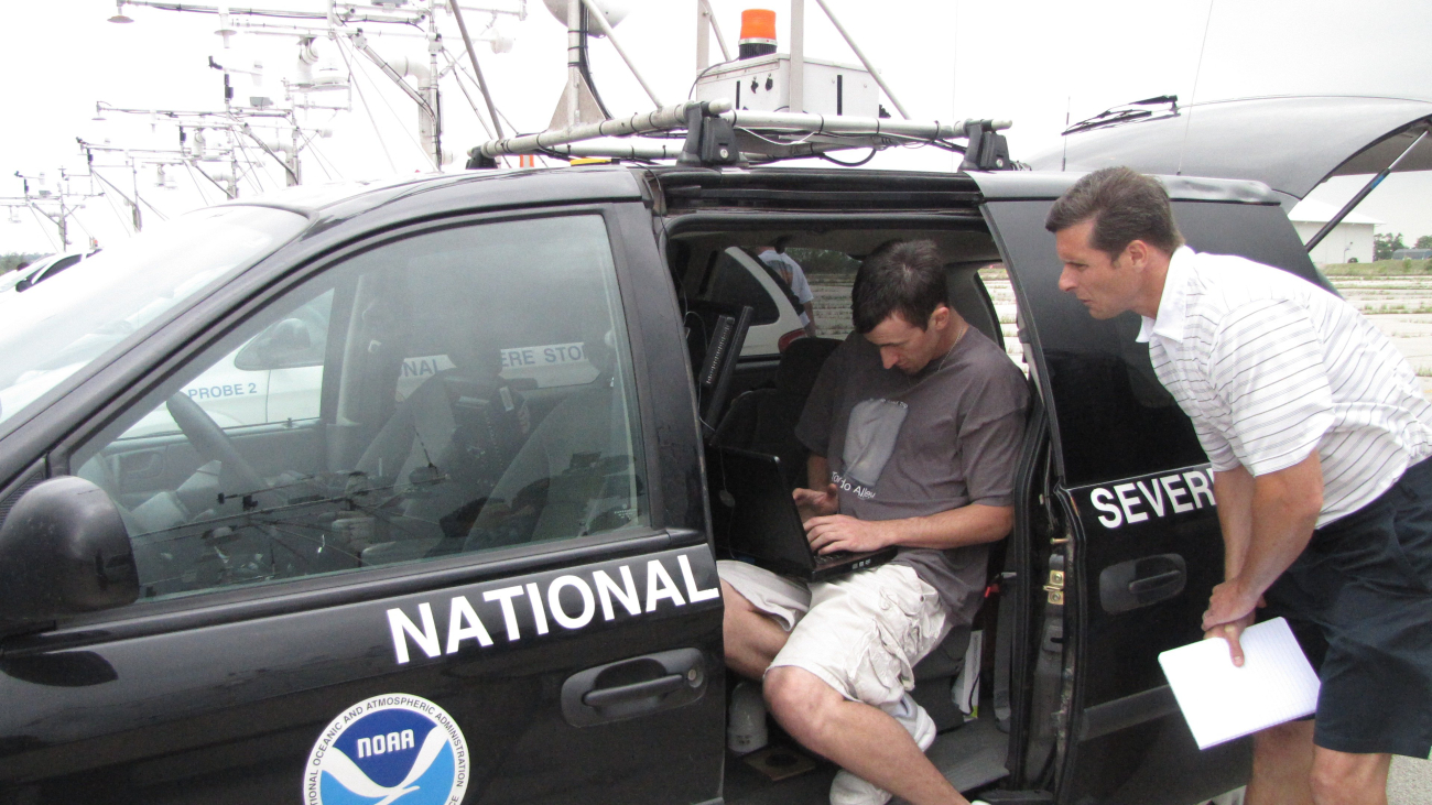 Making preparations for the storm chase in an NSSL vehicle