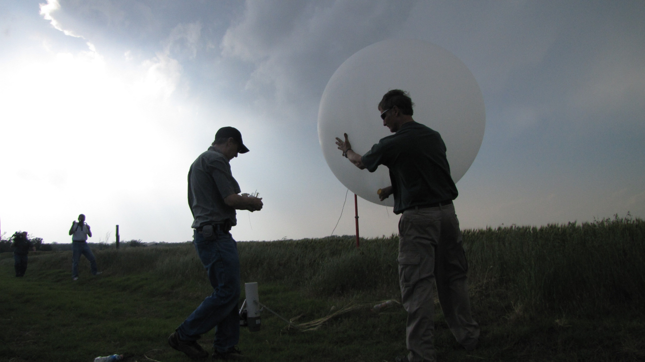 Launching a weather balloon on the periphery of a supercell thunderstorm