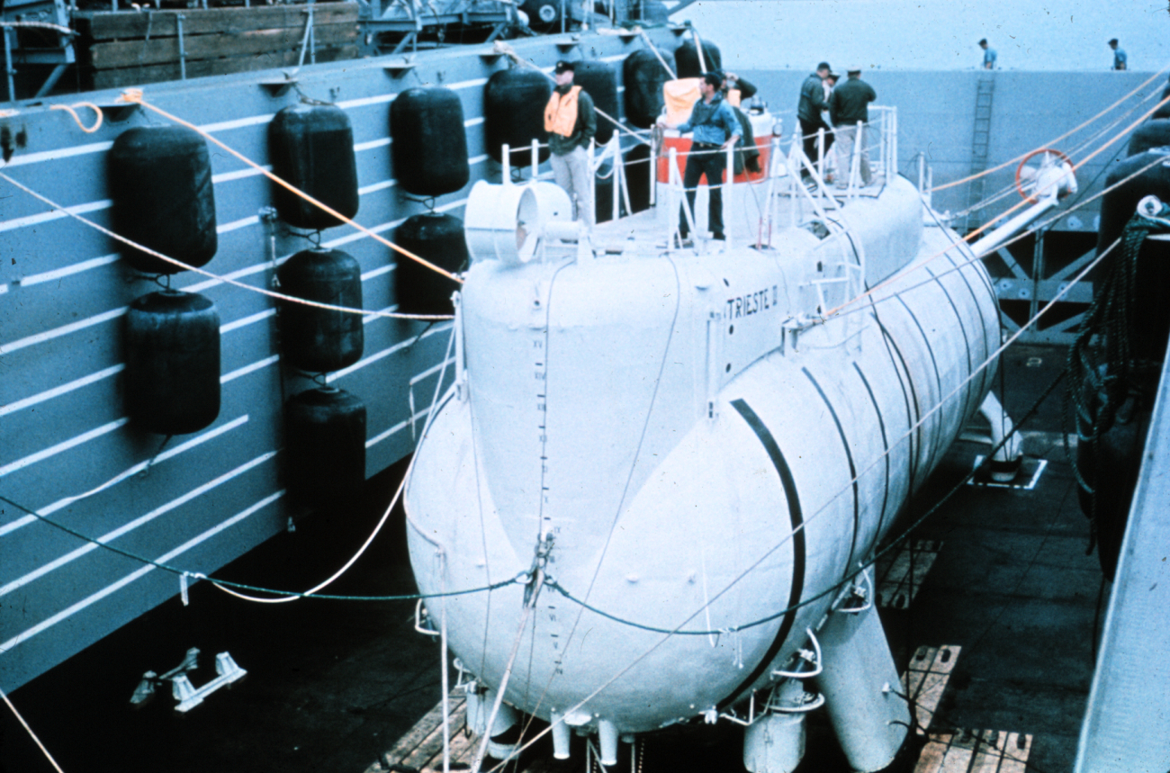 TRIESTE II launched in 1965, next version of the record deep diving sub