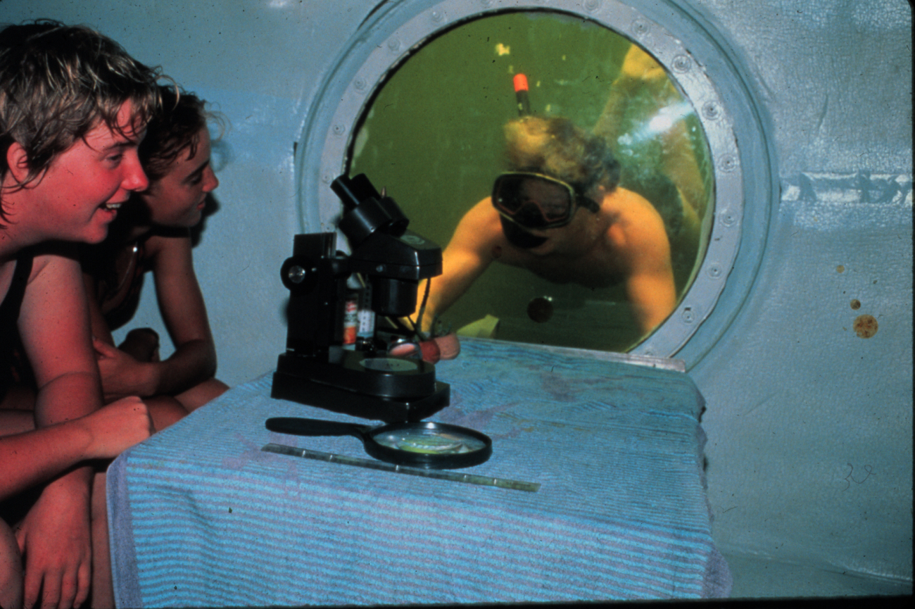 Snorkeler visits the Marine Resources Lab now in a lagoon off Key Largo, FL