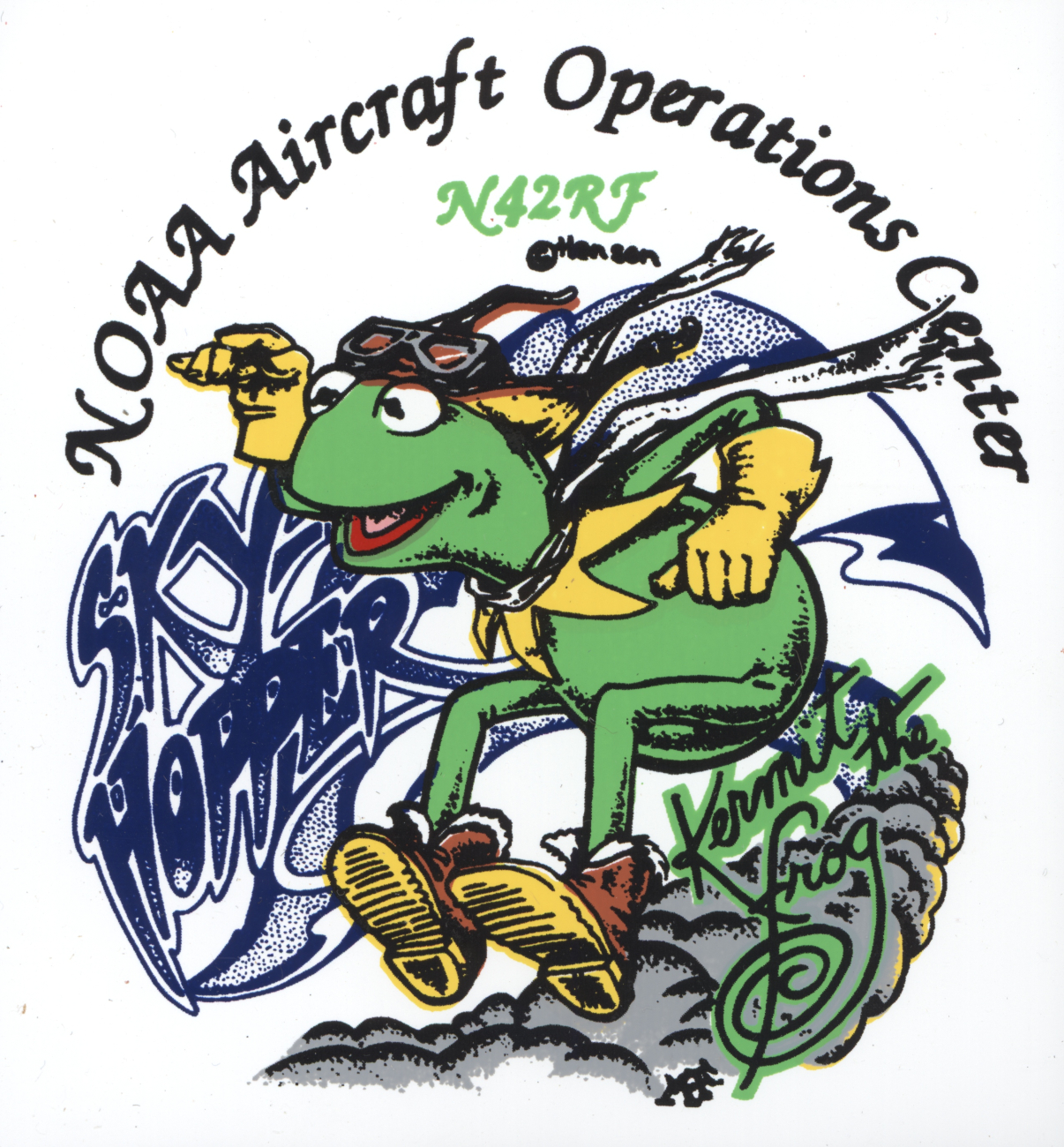 Emblem designed by Jim Henson of NOAA P-3 Hurricane Hunter N42RFdesignated Kermit