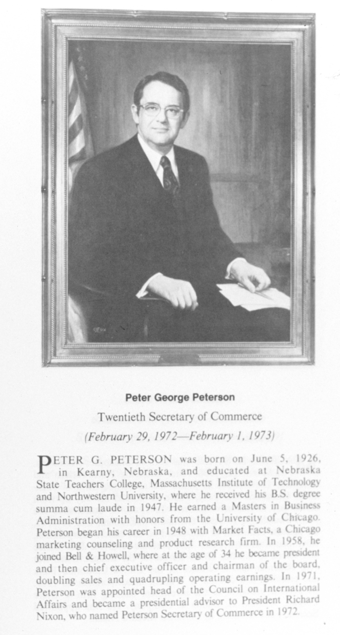 Peter George Peterson, 1926 - , twentieth Secretary of Commerce