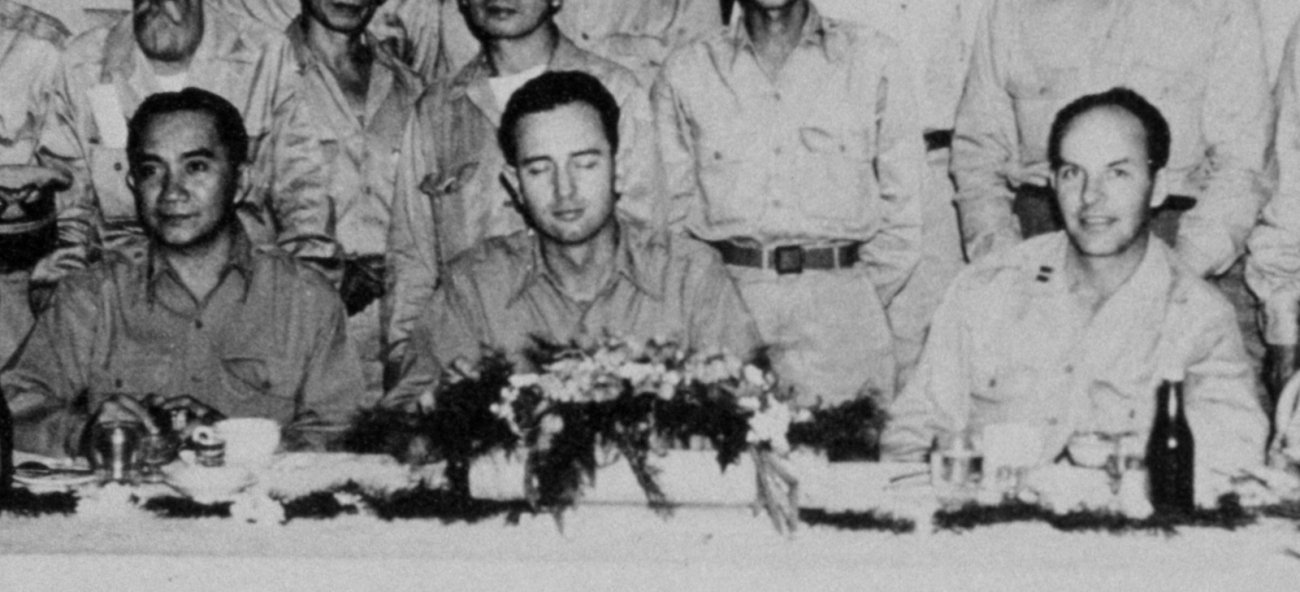 Andres Hizon, who became head of the Philippine Coast and Geodetic Survey,Colonel Glenn Moore on loan from the C&GS; to the Army, and Captain MarvinPaulson during a banquet in honor of Colonel Moore's departure