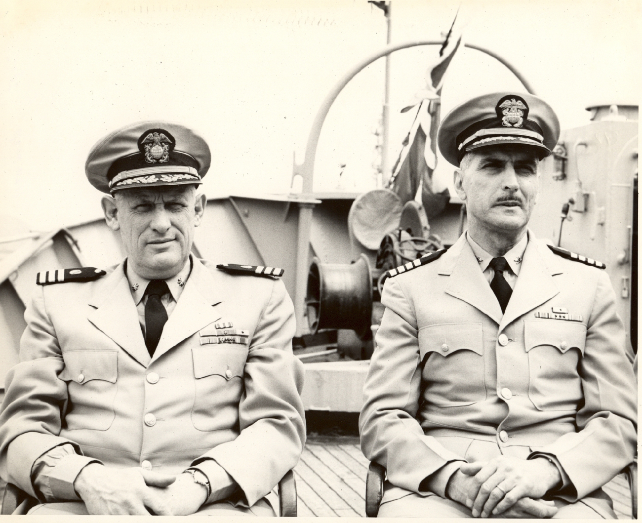 Commander David Whipp on left and Captain Arthur Wardwell on PATHFINDER